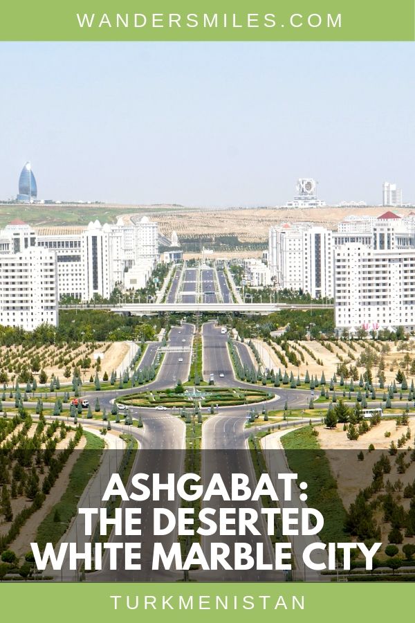 Take in the views from the Monument of Neutrality over Ashgabat, the deserted white city in Turkmenistan