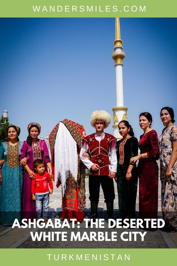 See the wedding party at Independence Monument in Ashgabat’s white marble city in Turkmenistan