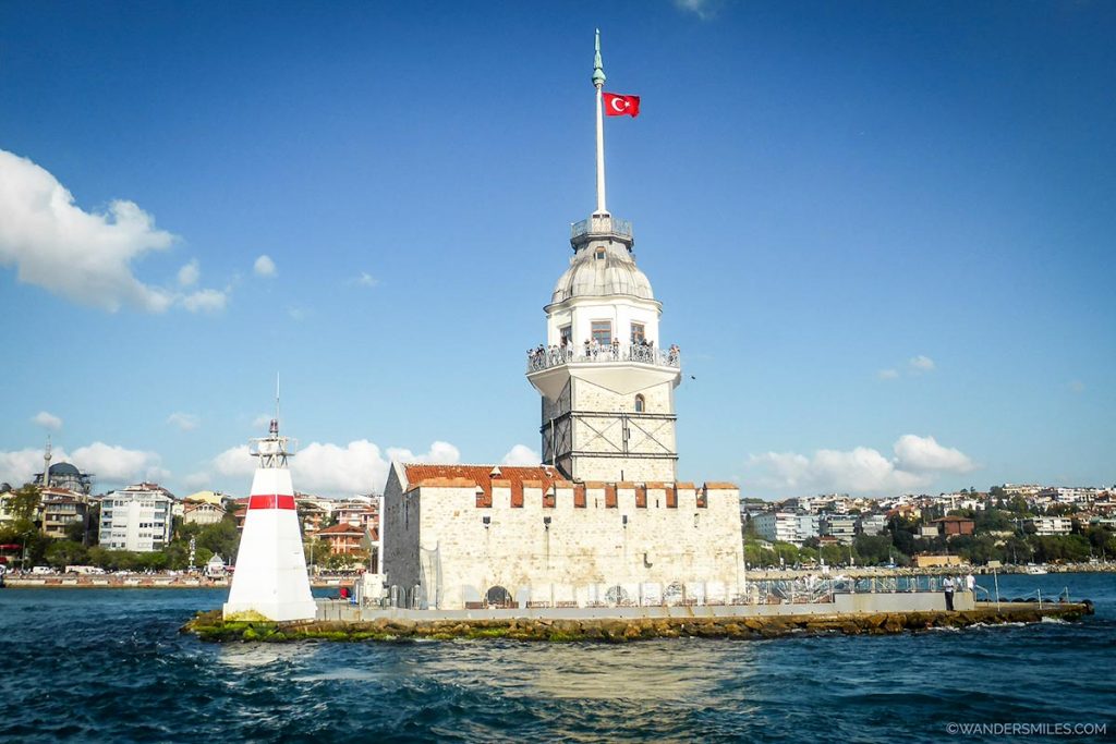 Maiden Tower in Istanbul with a panoramic view of the Bosphorus