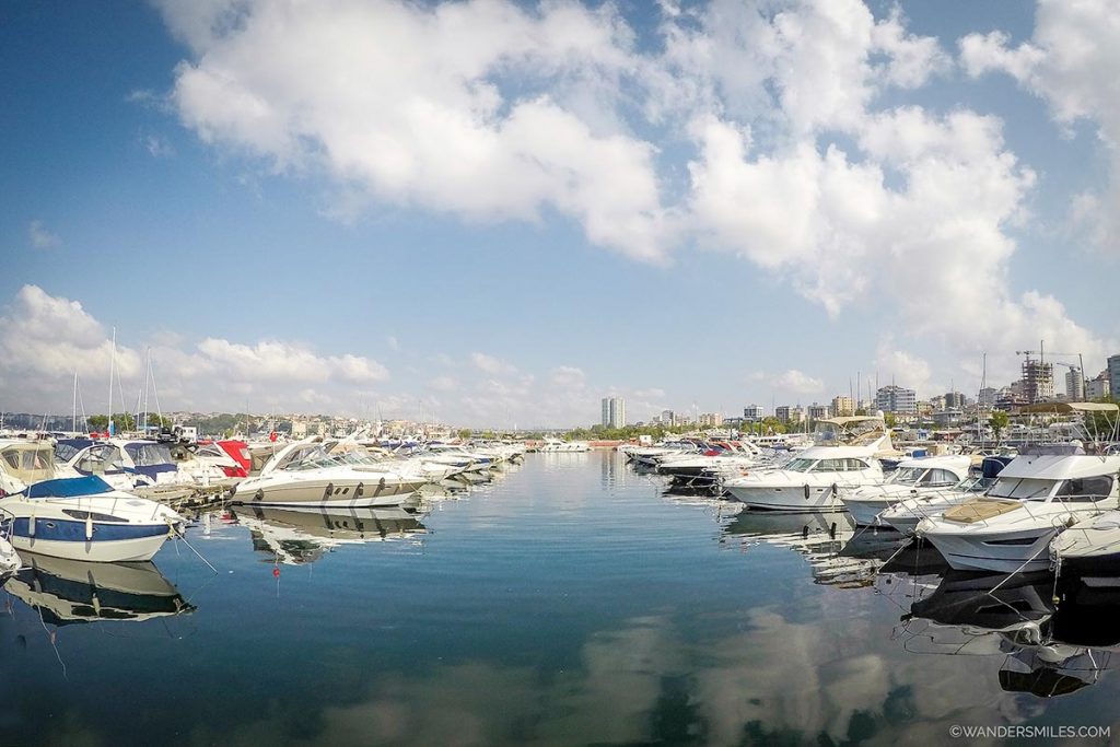 Yachts at Kalamis Marina in Istanbul before sailing on the Bosphorus