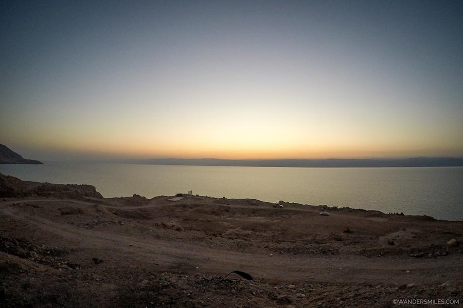 Sunset over the Dead Sea by Wadi Hamira in Jordan