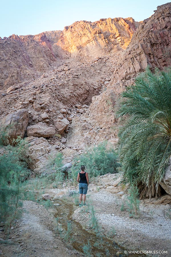 Hiking at Wadi Hamira near the Dead Sea in Jordan