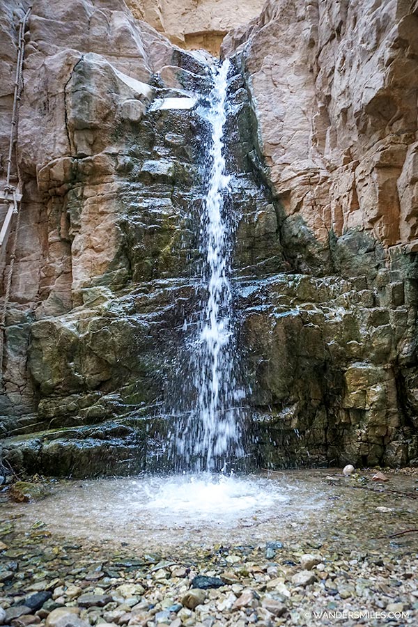 Start of the waterfall in Wadi Hamira in Jordan