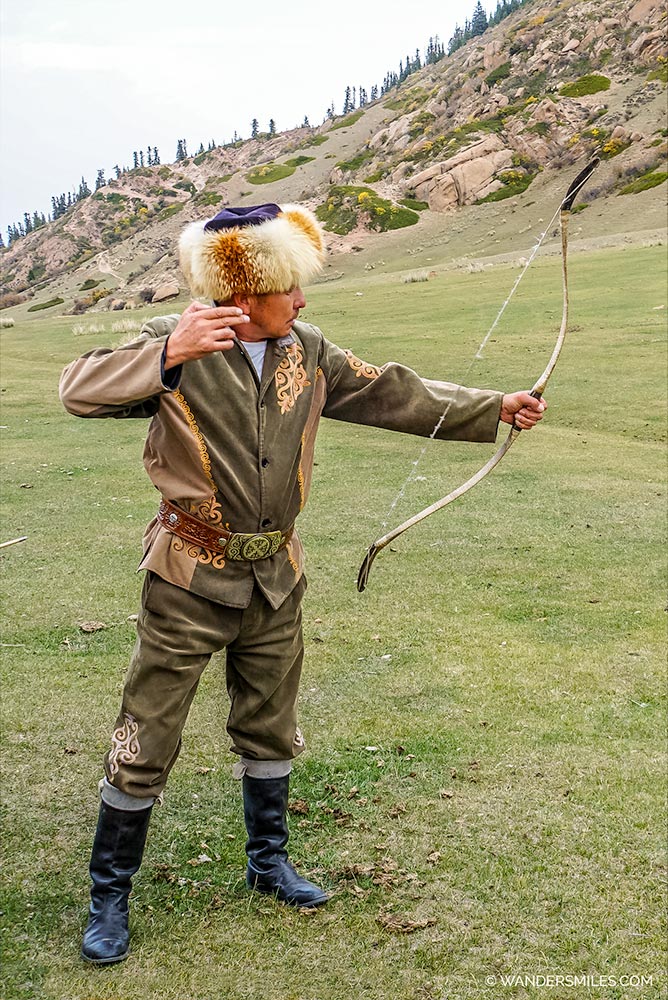 Eagle Hunter showing his srchery skills in Kyrgyzstan