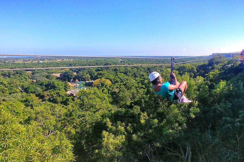 Punta Cana ziplining over jungle in Dominican Republic