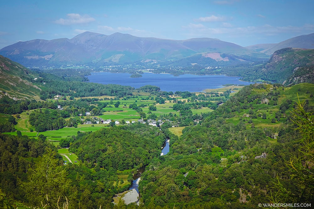 Views over Derwentwater from Castle Crag summit, Lake District