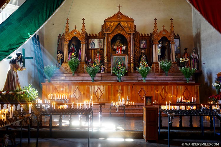 Interior of Iglesia San Lorenzo, Zinacantan, Mexico