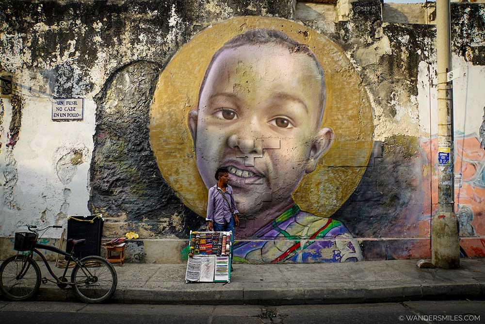 Street Art of Black Boy in Getsemani, Cartagena