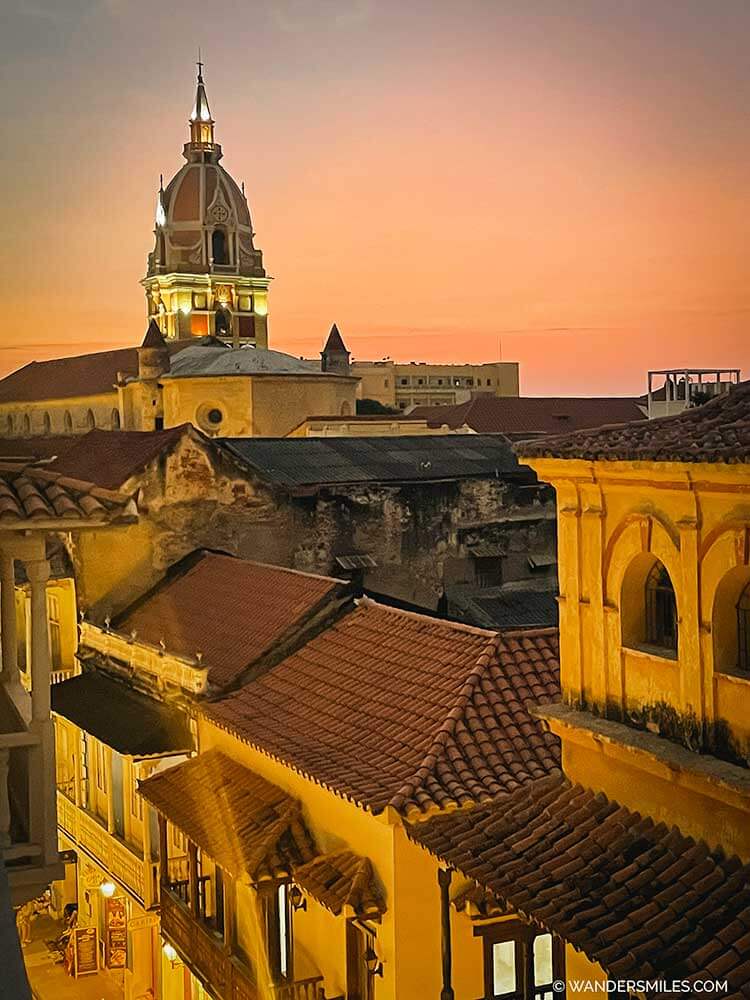 Sunset Views of Cartagena Colombia from rooftop of Mirador Gastro Bar