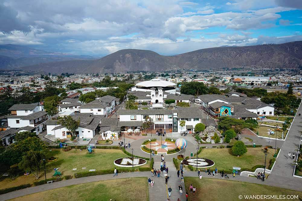 Volcanic views from the top of the museum Mitad del Mundo (Middle of the World) near Quito Ecuador