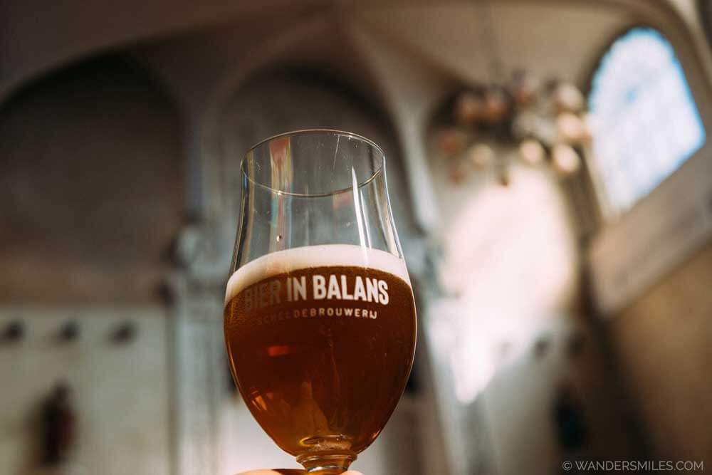 Belgian beer in Cafe Olivier in an old church in Utrecht