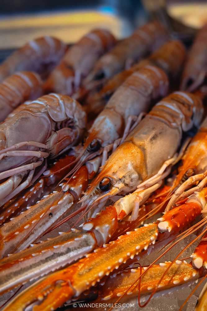 Prawns in the Fish Market in Bergen Norway