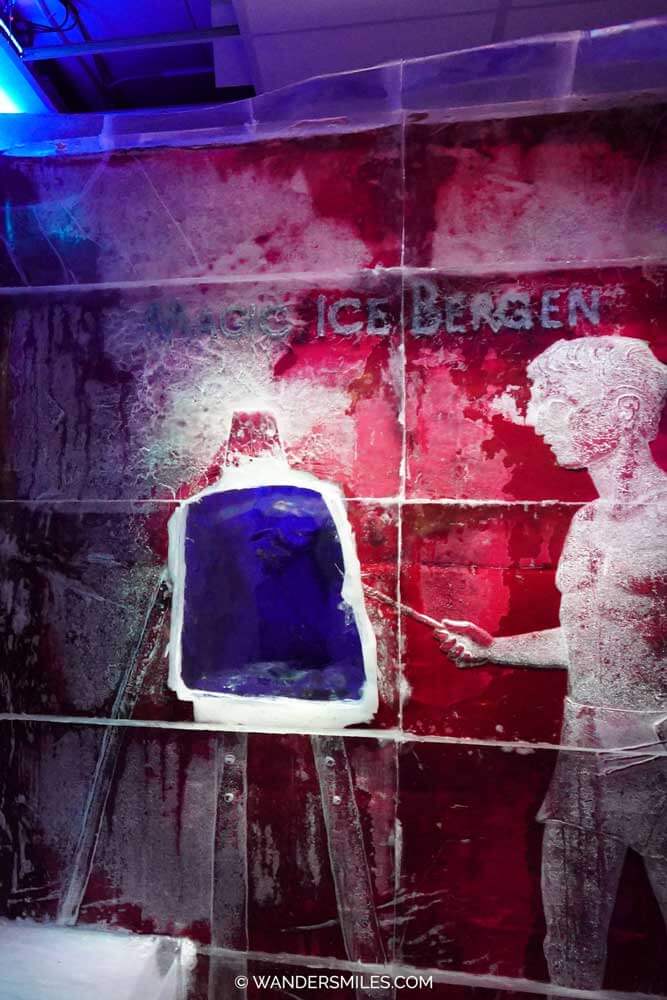 Sculptures in Magic Ice Bergen – an ice-art gallery and bar