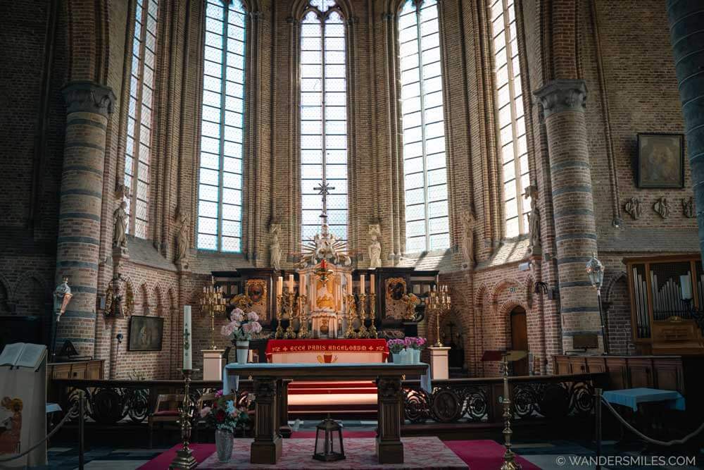 Baroque altar in the 13th-century Church of Our Lady in Damme, Belgium